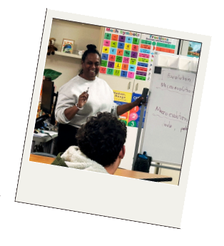 Ms Phillipa Fernando teaching evolution in the classroom.