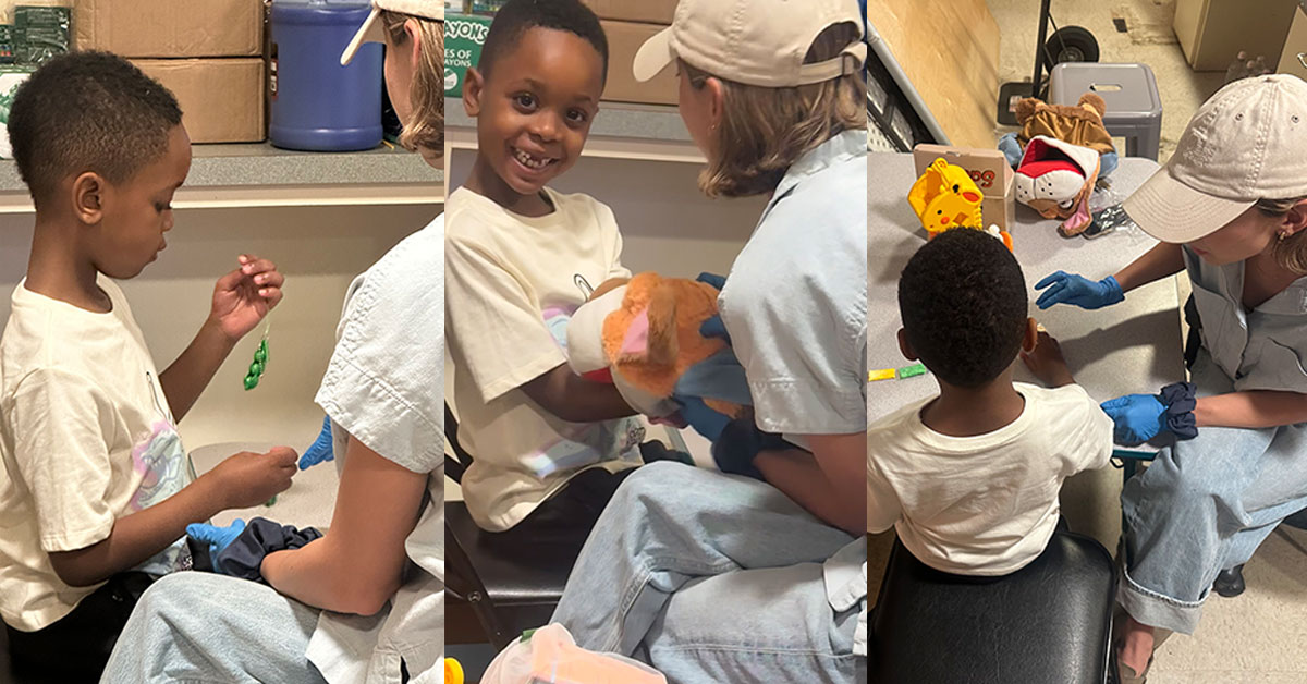 Young Learners student J.D. shares joyful learning moments with UCLA CART speech-language pathologist Nicole.